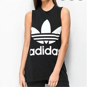 Adidas Trefoil Black Oversized Tank Size XS